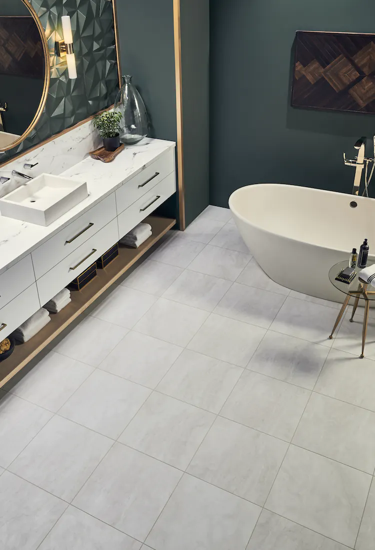 Vienna Alabaster luxury vinyl flooring in bathroom